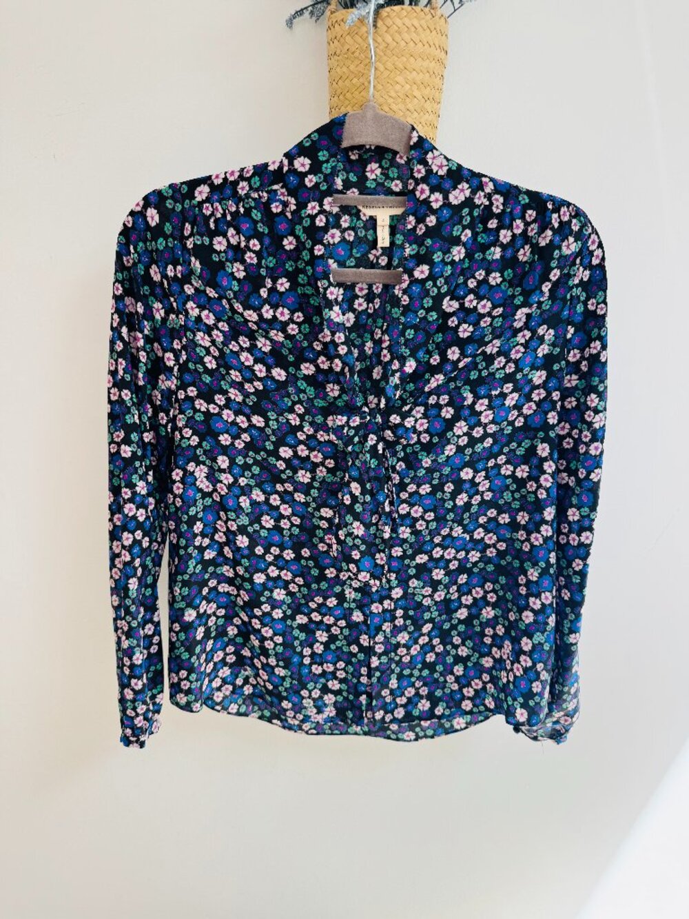 Silk Rebecca Taylor Flora Blouse with Tie Sz 4